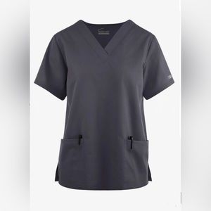 Butter-Soft Womens 2-Pocket V-Neck Scrub Top Pewter Grey